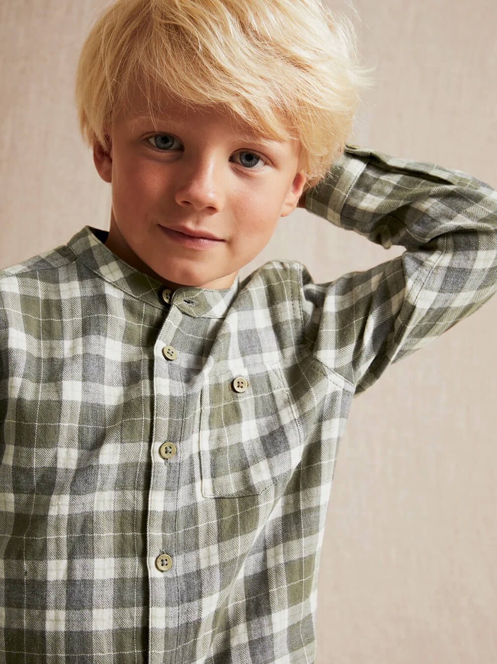 Kids Green/White Checked Shirt