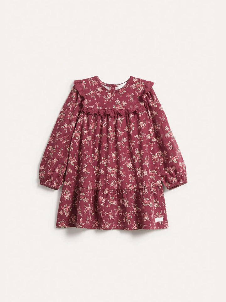 Kids Red Floral Jersey Dress